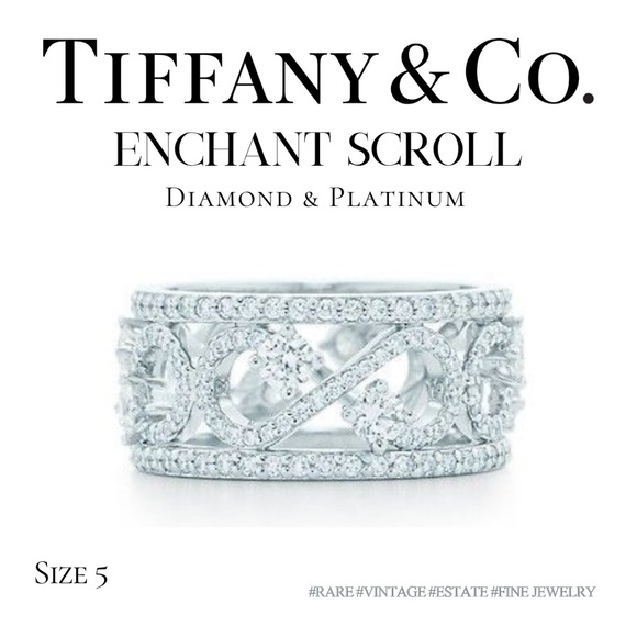 Tiffany & Co. Jewelry - Tiffany & Co enchant scroll diamond platinum band ring